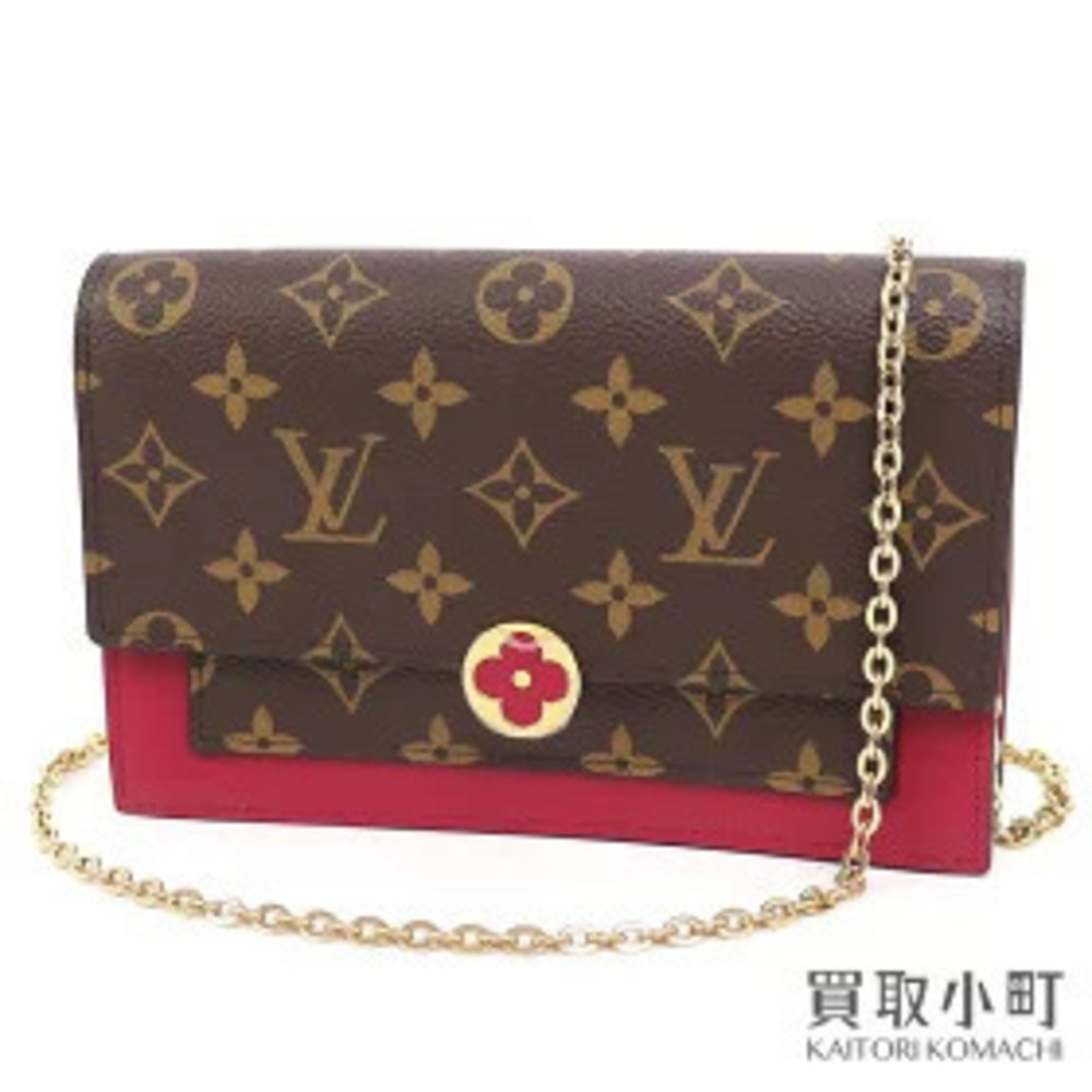 Louis Vuitton Portefeuille Flore Chain Shoulder Bag Monogram Fuschia Pink